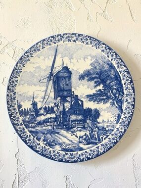 Large Blue Delft Decorative Wall Plate De Zomer 60’s